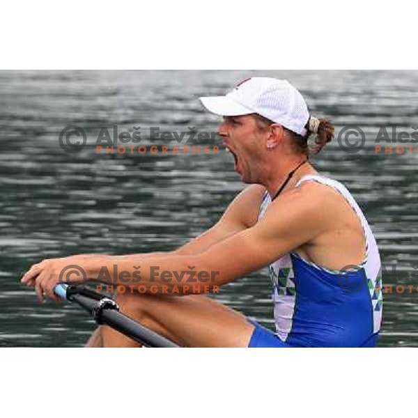  Luka Spik (SLO) before start of semifinal of men"s double sculls at Shunyi Rowing centre at Olympic games in Beijing, china 13.8.2008 