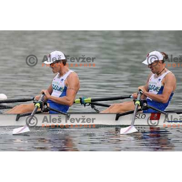 Iztok Cop, Luka Spik (SLO) at semifinal of men"s double sculls at Shunyi Rowing centre at Olympic games in Beijing, china 13.8.2008 