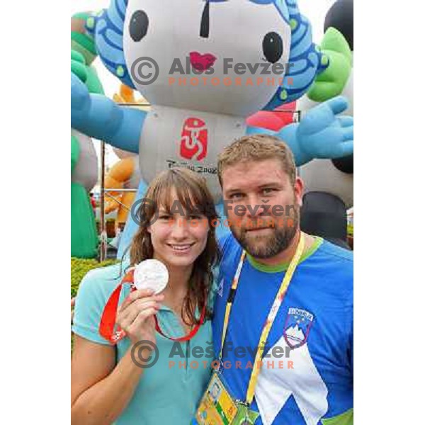 Sara Isakovic (SLO) and her coach Miha Potocnik in Olympic village after she won silver olympic medal in swimming at 200 meters freestyle in Beijing, China 13.8.2008 