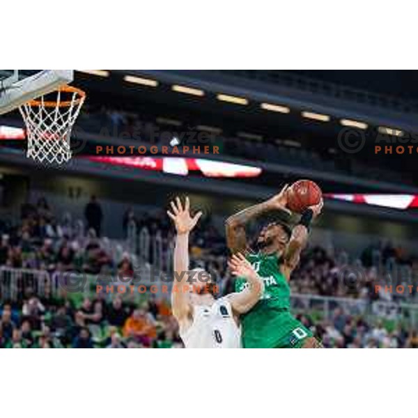 In action during BKT EuroCup basketball match between Cedevita Olimpija (SLO) and Veolia Towers Hamburg in Stozice Hall, Ljubljana, Slovenia on November 15, 2023