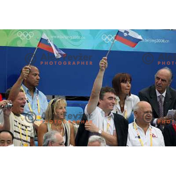 Jagodic, Zver, Kocijancic ,Pescante watch swimming in Beijing 13.8.2008 