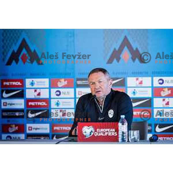Matjaz Kek, head coach of Slovenia during press conference prior to European Qualifiers between Slovenia and Kazahstan in NNC, Brdo pri Kranju, Slovenia on November 19, 2023