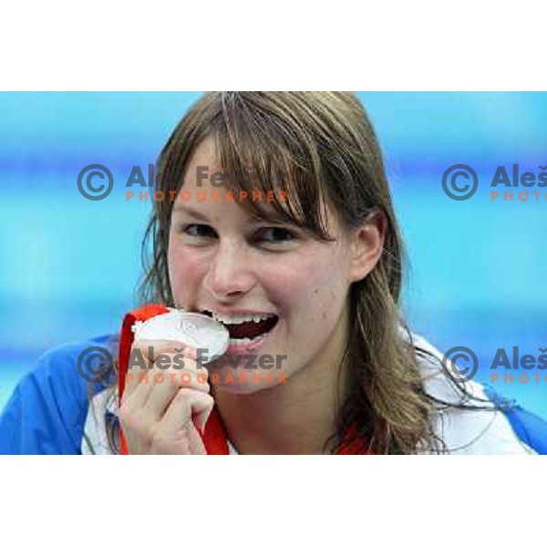 Sara Isakovic (SLO) won silver olympic medal in swimming at 200 meters freestyle in Beijing, China 13.8.2008 