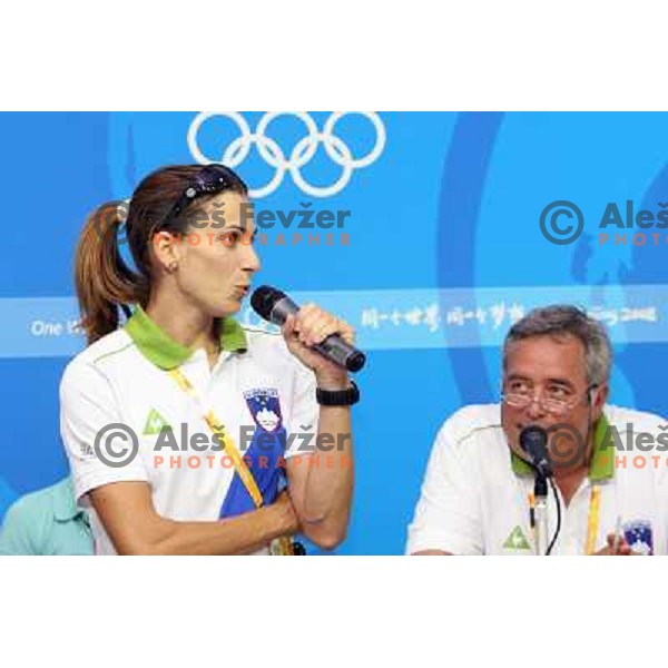 Marija Sestak talks at press conference in Olympic Village 13.8.2008 