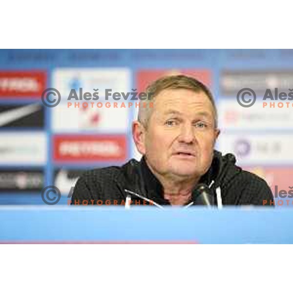 Matjaz Kek, head coach of Slovenia at press conference after EURO 2024 Qualifiers between Slovenia and Kazakhstan in Ljubljana, Slovenia on November 20, 2023