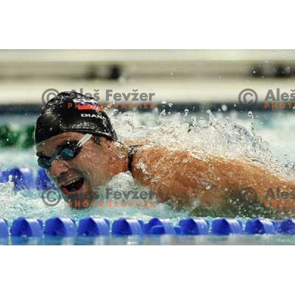 Peter Mankoc (SLO) swimms in qualification of 100 meters butterfly at olympic games in Beijing, China 14.8.2008 