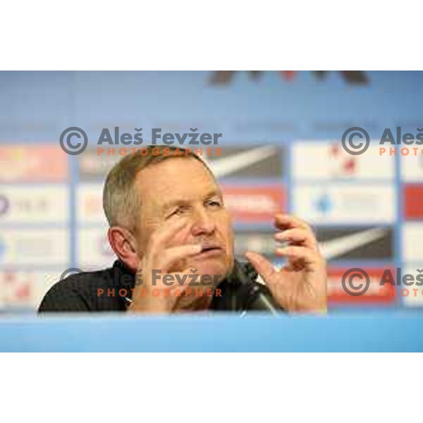 Matjaz Kek, head coach of Slovenia at press conference after EURO 2024 Qualifiers between Slovenia and Kazakhstan in Ljubljana, Slovenia on November 20, 2023