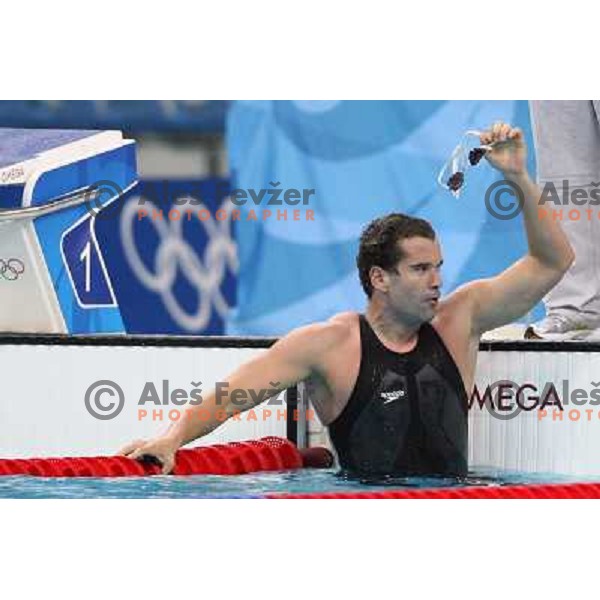 Peter Mankoc (SLO) swimms in qualification of 100 meters butterfly at olympic games in Beijing, China 14.8.2008 