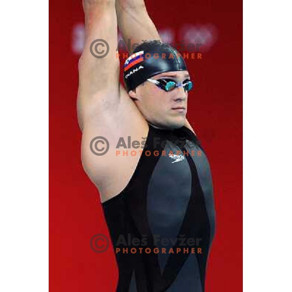 Jernej Godec (SLO) swimms in qualifiaction at 200 meter backstroke at Olympic games in Beijing, China 14.8.2008 