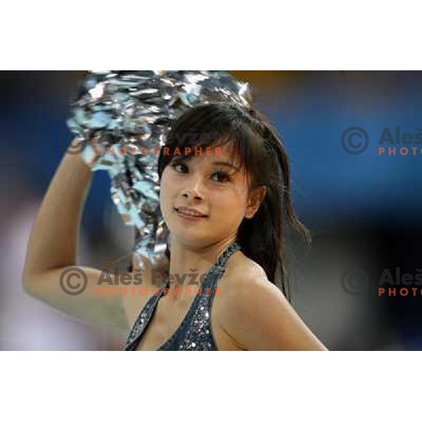 Cheerleader at handball match Croatia- France at Olympic games in Beijing, China 14.8.2008. France won 23:19 