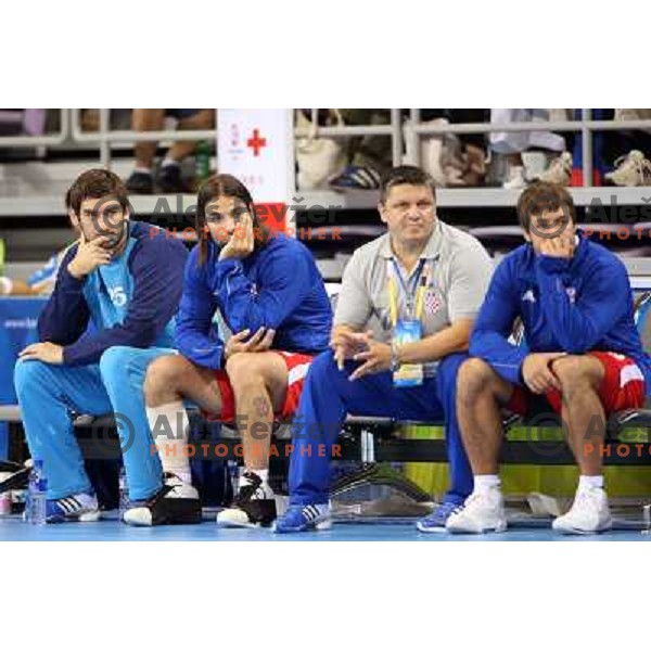 Mirko Alilovic (25), Ivano Balic at handball match Croatia- France at Olympic games in Beijing, China 14.8.2008. France won 23:19 