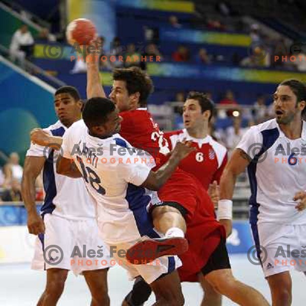 Abati, Valcic,Lackovic, Gille at Handball match Croatia- France at Olympic games in Beijing, China 14.8.2008. France won 23:19 