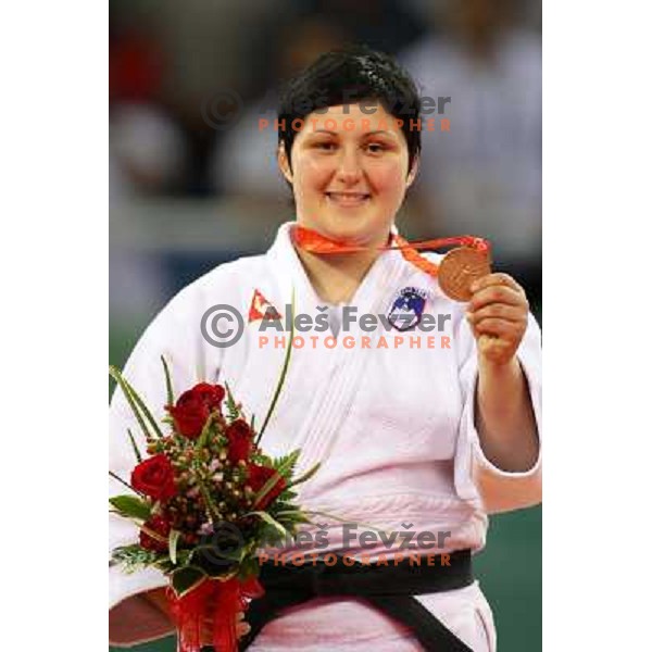 Lucija Polavder (SLO) winning bronze olympic medal in judo category +78 kg at Olympic games in Beijing, China 15.8.2008 