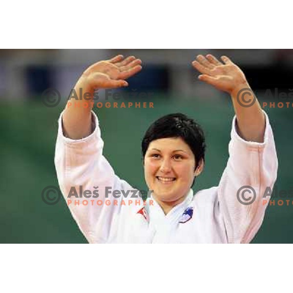 Lucija Polavder (SLO) winning bronze olympic medal in judo category +78 kg at Olympic games in Beijing, China 15.8.2008 