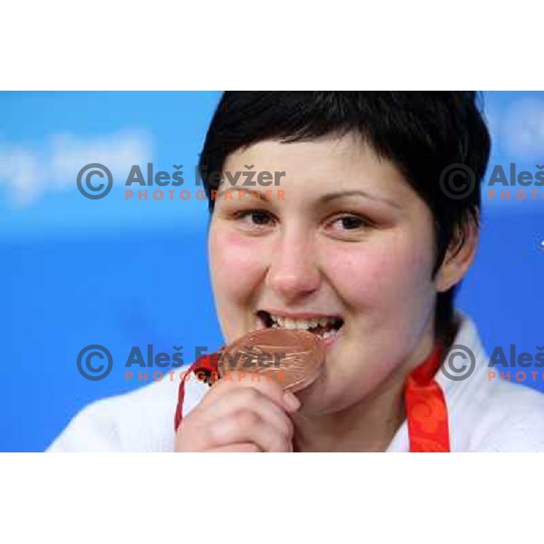 Lucija Polavder (SLO) winning bronze olympic medal in judo category +78 kg at Olympic games in Beijing, China 15.8.2008 