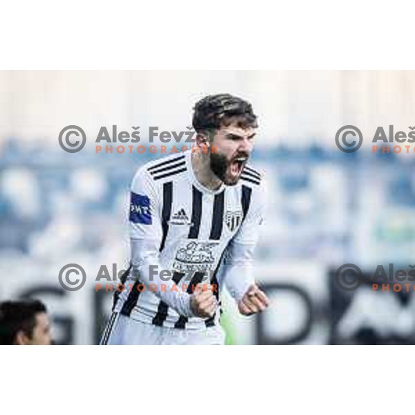 Dardan Shabanhaxhaj celebrating during Prva liga Telemach football match between Mura and Rogaska in Fazanerija, Murska Sobota, Slovenia on December 7, 2023. Photo: Jure Banfi