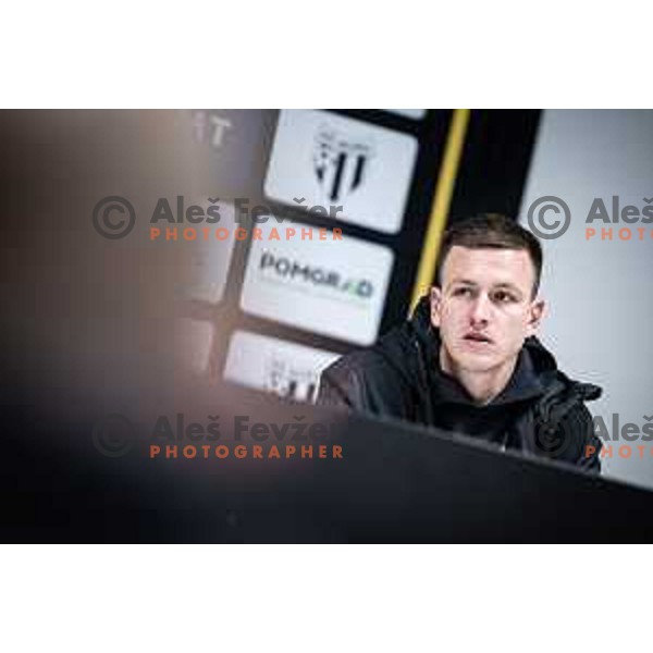 Florijan Raduha at the press conference after Prva liga Telemach football match between Mura and Domzale in Fazanerija, Murska Sobota, Slovenia on December 10, 2023. Photo: Jure Banfi