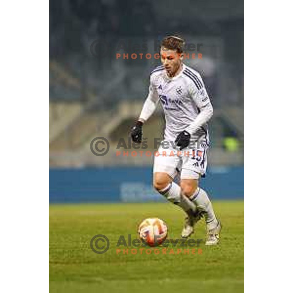 Jan Repas in action during Prva liga Telemach 2023/2024 football match between Radomlje and Maribor in Domzale, Slovenia on December 11, 2023