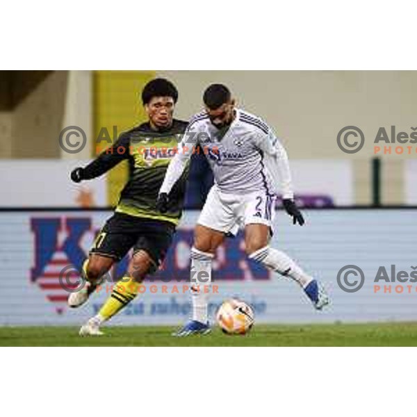 Halil Soudani in action during Prva liga Telemach 2023/2024 football match between Radomlje and Maribor in Domzale, Slovenia on December 11, 2023