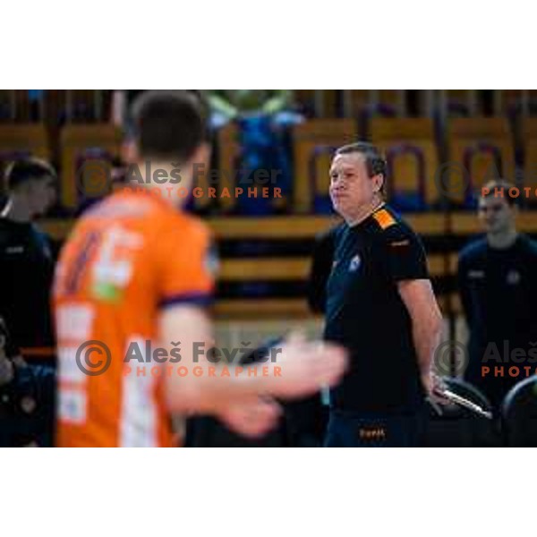 Radovan Gacic head coach of ACH Volley in action during CEV Champions League Volley 2024 Volleyball match between ACH Volley (SLO) and Tours Volleyball (FRA) in Tivoli Hall, Ljubljana, Slovenia on December 13, 2023