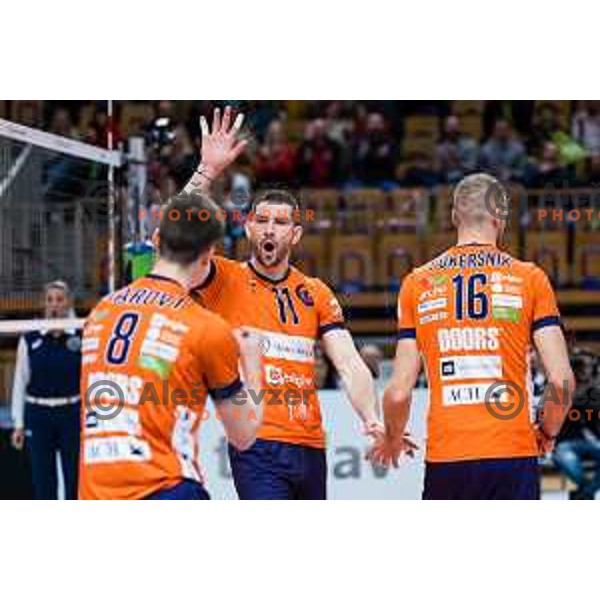 Danijel Koncilja of ACH Volley in action during CEV Champions League Volley 2024 Volleyball match between ACH Volley (SLO) and Tours Volleyball (FRA) in Tivoli Hall, Ljubljana, Slovenia on December 13, 2023