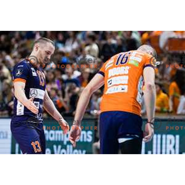 Jani Kovacic of ACH Volley in action during CEV Champions League Volley 2024 Volleyball match between ACH Volley (SLO) and Tours Volleyball (FRA) in Tivoli Hall, Ljubljana, Slovenia on December 13, 2023