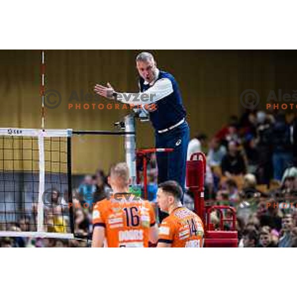 in action during CEV Champions League Volley 2024 Volleyball match between ACH Volley (SLO) and Tours Volleyball (FRA) in Tivoli Hall, Ljubljana, Slovenia on December 13, 2023