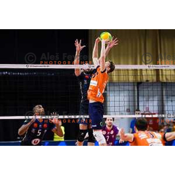 Nejc Najdic of ACH Volley in action during CEV Champions League Volley 2024 Volleyball match between ACH Volley (SLO) and Tours Volleyball (FRA) in Tivoli Hall, Ljubljana, Slovenia on December 13, 2023