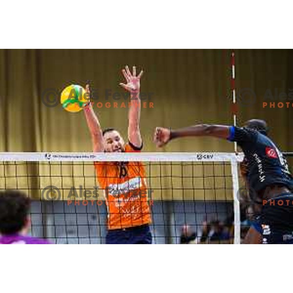 Jan Pokersnik of ACH Volley in action during CEV Champions League Volley 2024 Volleyball match between ACH Volley (SLO) and Tours Volleyball (FRA) in Tivoli Hall, Ljubljana, Slovenia on December 13, 2023