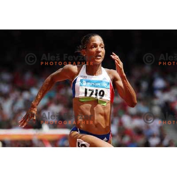 Christine Arron (FRA) in qualification of 100 meters at Olympic games in Beijing, China 16.8.2008 