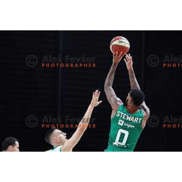 DJ Stewart in action during ABA League 2023-2024 regular season basketball match between Cedevita Olimpija and Krka in Ljubljana, Slovenia on December 16, 2023