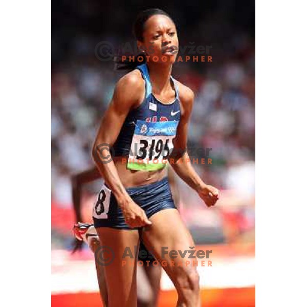 Muna Lee (USA) in qualification of 100 meters at Olympic games in Beijing, China 16.8.2008 
