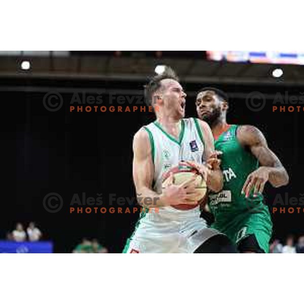 DJ Stewart in action during ABA League 2023-2024 regular season basketball match between Cedevita Olimpija and Krka in Ljubljana, Slovenia on December 16, 2023