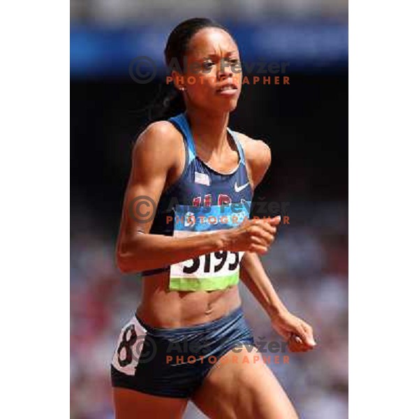 Muna Lee (USA) in qualification of 100 meters at Olympic games in Beijing, China 16.8.2008 