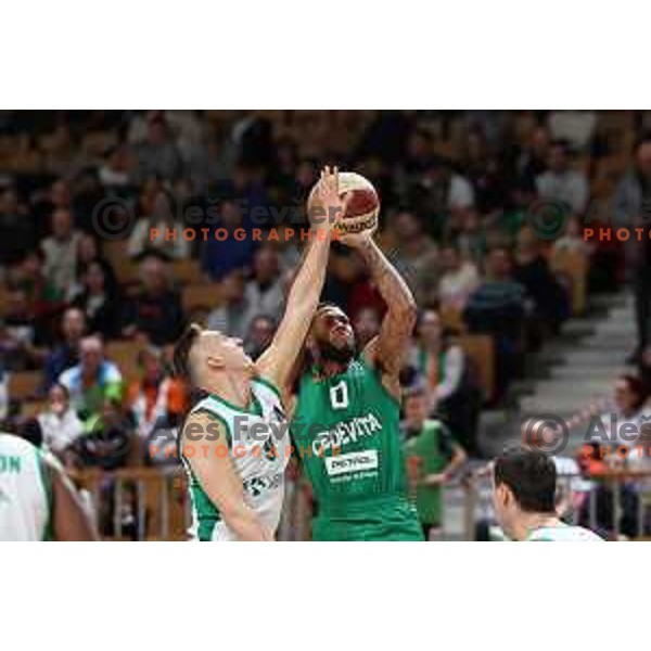 DJ Stewart in action during ABA League 2023-2024 regular season basketball match between Cedevita Olimpija and Krka in Ljubljana, Slovenia on December 16, 2023