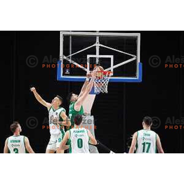 Karlo Matkovic in action during ABA League 2023-2024 regular season basketball match between Cedevita Olimpija and Krka in Ljubljana, Slovenia on December 16, 2023