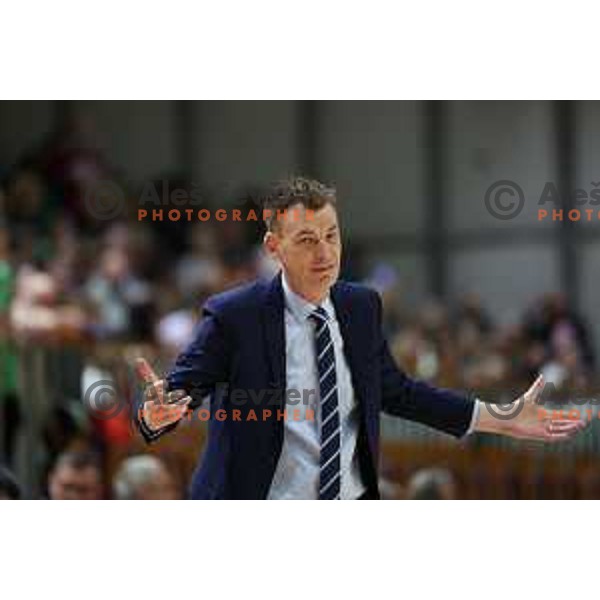 Gasper Okorn, head coach of Krka during ABA League 2023-2024 regular season basketball match between Cedevita Olimpija and Krka in Ljubljana, Slovenia on December 16, 2023