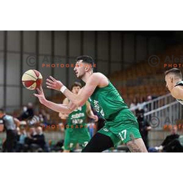 Karlo Matkovic in action during ABA League 2023-2024 regular season basketball match between Cedevita Olimpija and Krka in Ljubljana, Slovenia on December 16, 2023