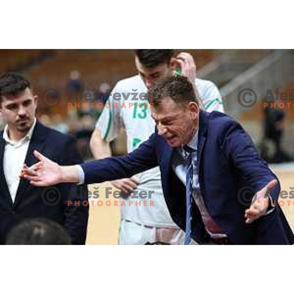 Gasper Okorn, head coach of Krka during ABA League 2023-2024 regular season basketball match between Cedevita Olimpija and Krka in Ljubljana, Slovenia on December 16, 2023