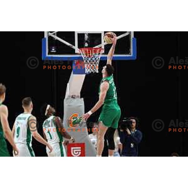 Karlo Matkovic in action during ABA League 2023-2024 regular season basketball match between Cedevita Olimpija and Krka in Ljubljana, Slovenia on December 16, 2023