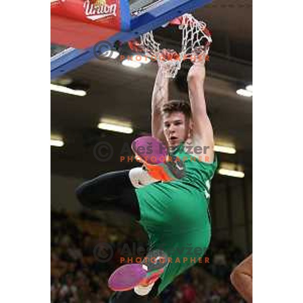 Luka Scuka in action during ABA League 2023-2024 regular season basketball match between Cedevita Olimpija and Krka in Ljubljana, Slovenia on December 16, 2023. Foto: Filip Barbalic