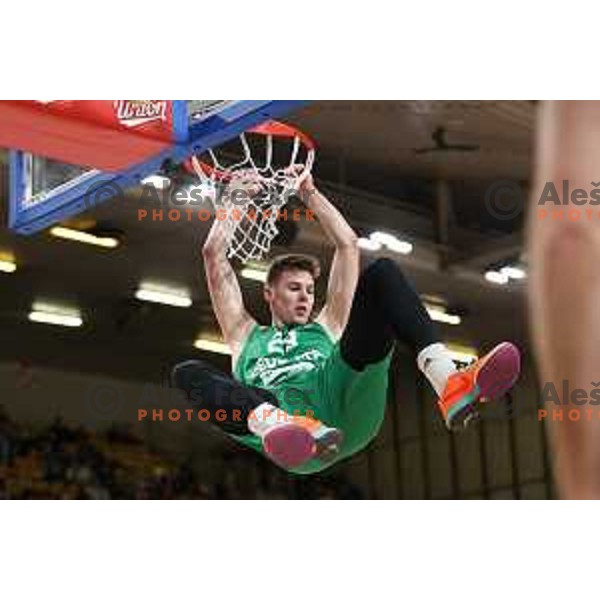 Luka Scuka in action during ABA League 2023-2024 regular season basketball match between Cedevita Olimpija and Krka in Ljubljana, Slovenia on December 16, 2023. Foto: Filip Barbalic