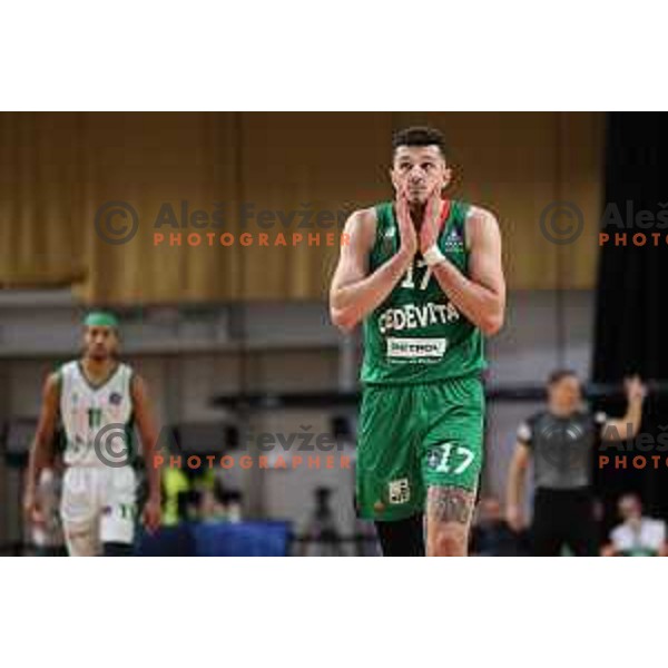 Karlo Matkovic in action during ABA League 2023-2024 regular season basketball match between Cedevita Olimpija and Krka in Ljubljana, Slovenia on December 16, 2023