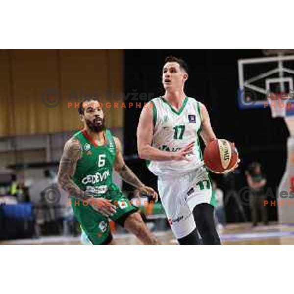 Jan Span of Krka in action during ABA League 2023-2024 regular season basketball match between Cedevita Olimpija and Krka in Ljubljana, Slovenia on December 16, 2023