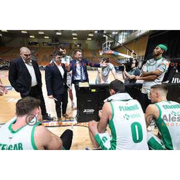 Gasper Okorn, head coach of Krka during ABA League 2023-2024 regular season basketball match between Cedevita Olimpija and Krka in Ljubljana, Slovenia on December 16, 2023