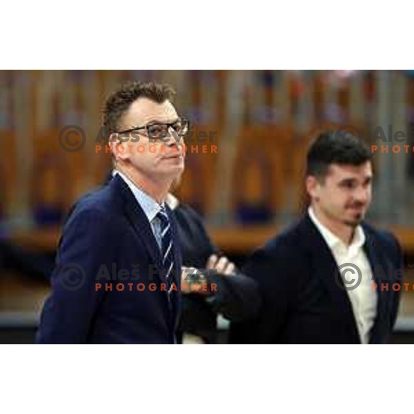 Gasper Okorn, head coach of Krka during ABA League 2023-2024 regular season basketball match between Cedevita Olimpija and Krka in Ljubljana, Slovenia on December 16, 2023