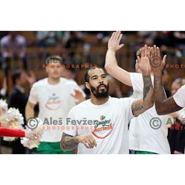 in action during ABA League 2023-2024 regular season basketball match between Cedevita Olimpija and Krka in Ljubljana, Slovenia on December 16, 2023