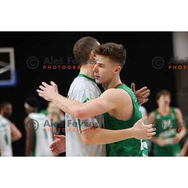 Luka Scuka in action during ABA League 2023-2024 regular season basketball match between Cedevita Olimpija and Krka in Ljubljana, Slovenia on December 16, 2023. Foto: Filip Barbalic