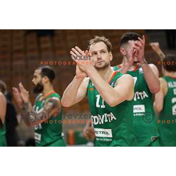 Jaka Blazic in action during ABA League 2023-2024 regular season basketball match between Cedevita Olimpija and Krka in Ljubljana, Slovenia on December 16, 2023. Foto: Filip Barbalic