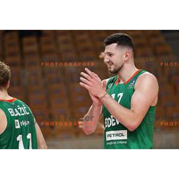 Karlo Matkovic in action during ABA League 2023-2024 regular season basketball match between Cedevita Olimpija and Krka in Ljubljana, Slovenia on December 16, 2023. Foto: Filip Barbalic